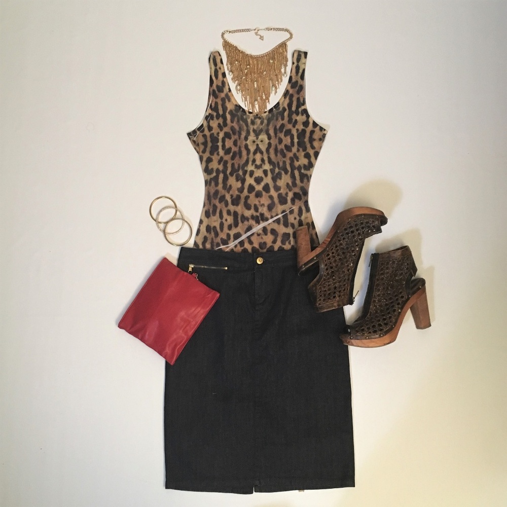 RALPH LAUREN DENIM PENCIL SKIRT